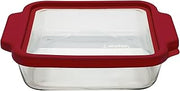 Anchor Hocking Square Cake Dish with TrueFit Lid, 8-Inch, Cherry
