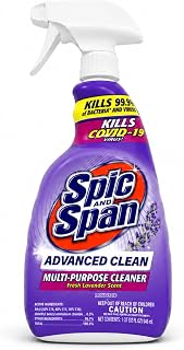 Spic And Span Advanced Clean Multi-Purpose Cleaner Lavender 32 Fl Oz | Fresh lavender scent hard surface cleaning trigger spray bottle everyday household use