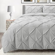 Silver King (106'' x 90'') Size Comforter Set 3 Pc 100% Pure Cotton Goose Down Comforter with 2 Pillowcases Fluffy Cool Lightweight - Machine Washable Pinch Pleat Comforter 500GSM Fill