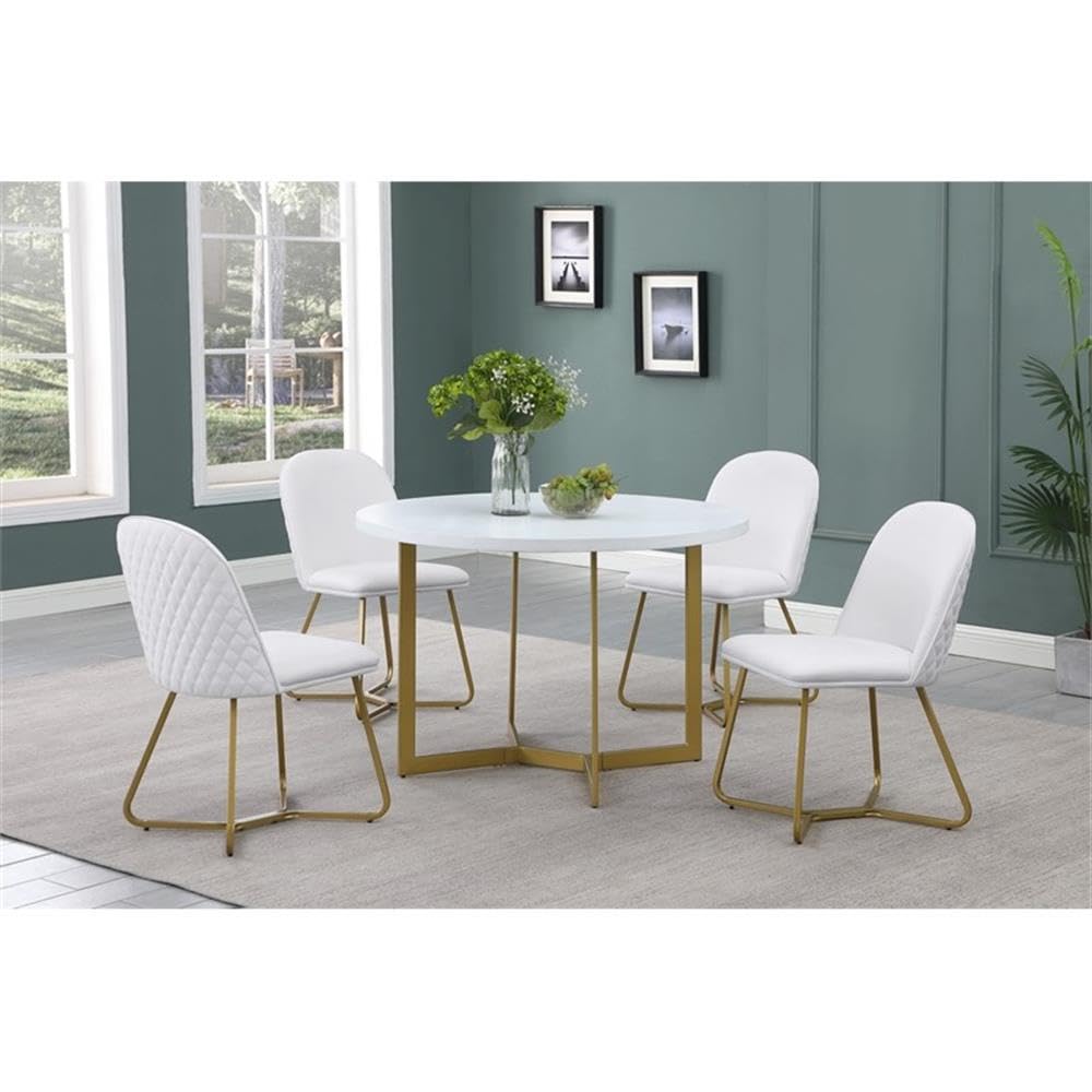 Furniture Dining Set by Best Quality – Faux Leather, White, Pack of 2, Model SC282
