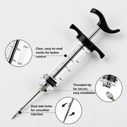 CozyBits Meat Injector Kit, 9 Piece Set with Needles and Brush, Black