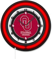 Holland Bar Stool Clk19BKOklhma NCAA 19 in. Dia. Oklahoma University Double Neon Wall Clock Black
