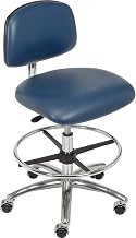 Global Industrial Clean Room Stool, Vinyl, Imperial Blue, Armless, Mid Back