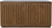 Starlight Canyon Home Acacia Veneer Mid-Century Modern Fluted Sideboard, Four-Door Buffet Cabinet Credenza with Storage for Dining Room, Chestnut