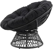 Black Papasan Chair with Comfortable Cushioned Seat, Durable Frame, Residential Use, Supports Up to 200 Lbs, Lounge in Style