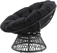 Black Papasan Chair with Comfortable Cushioned Seat, Durable Frame, Residential Use, Supports Up to 200 Lbs, Lounge in Style