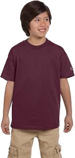 Champion Boys Little Big Boys Short Sleeve Jersey Tee, Maroon, Medium