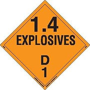 Labelmaster PSR72 Explosive Class 1.4 D Placard, Removable Vinyl (Pack of 25)