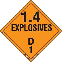 Labelmaster PSR72 Explosive Class 1.4 D Placard, Removable Vinyl (Pack of 25)