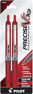 PILOT Precise V5 RT Rollerball Pens, Red, Pack of 2