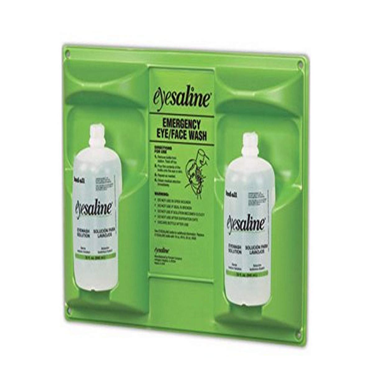 Home-32-000462 32 oz. (946 ml) Double Bottle Sterile Saline Eye Wash Wall Station (Trilingual by Honeywell – 25" x 9" x 15", Face Wash Station, Green/Clear, Model 32-000462-0000-H5
