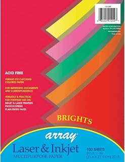 Pacon Bright Multi-Purpose Paper, 5 Assorted Colors, 20 lb., 8-1/2" x 11", 100 Sheets