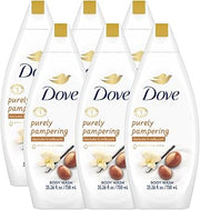 Dove Body Wash 6-Pack – Purely Pampering, Shea Butter & Warm Vanilla for Softer, Smoother Skin, 25.36 Fl Oz Ea