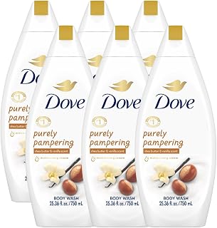 Dove Body Wash 6-Pack – Purely Pampering, Shea Butter & Warm Vanilla for Softer, Smoother Skin, 25.36 Fl Oz Ea