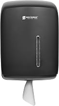 San Jamar Timeless Centerpull Roll Towel Dispenser, Pull Towel Holder with Viewing Window for Bathroom and Restroom, Black