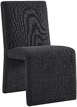 Modway Emory Fabric Slipper Dining Chair in Ebony – Upholstered Armless Dining Side Chair – Versatile Modern Accent Chair or Vanity Chair