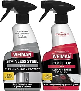 Weiman Stainless Steel Cleaner & Polisher and Daily Cooktop Cleaner Bundle