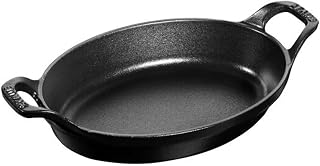 STAUB 8 1/4Inch Oval Roasting Dish, Black Matte