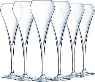 Chef & Sommelier Open'Up Collection - 6 Effervescent 20cl Crystal Flutes - Modern and Elegant Glasses - Exceptional Resistance - Absolute Transparency