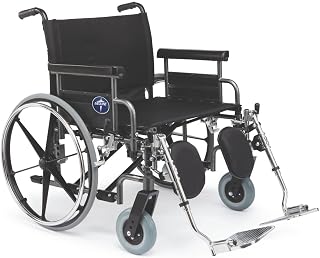 Medline Shuttle Bariatric Wheelchair, Desk-Length Arms and Elevating Leg Rests, 26" x 20" Seat (W x D)