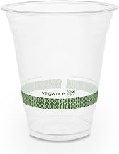 Vegware Clear PLA Cold Cups, Disposable Drink Cups, 12 oz, 1000 Count