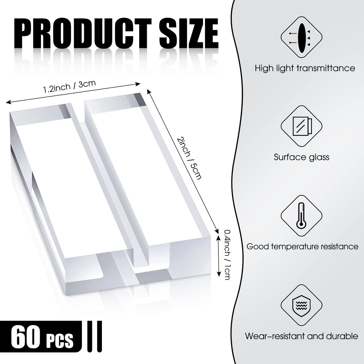 Blulu Acrylic Place Card Holders, 2 Inch Clear Stands with 3mm Slot, Set of 60