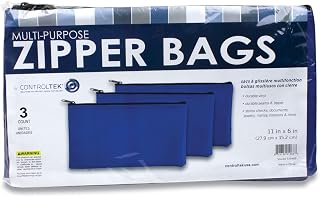 CONTROLTEK Fabric Deposit Bag, Vinyl, 5.5 X 11, Blue, 3/Pack
