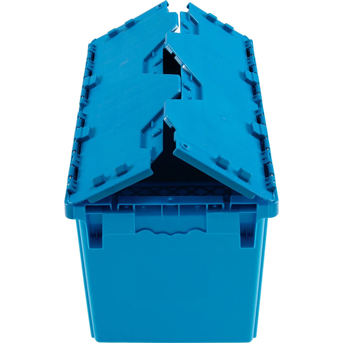 Distribution Container With Hinged Lid 22-3/8x13x13 Blue by Global Industrial – 22.25"L x 15"W x 13"H, Plastic, Blue, Model DC2213-12BLUE