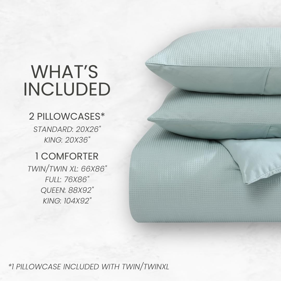 True Comfort Waffle Comforter Set by 1888 Mills – Full, Polyester, Aqua, Pack of 3, Model CS17839FLWFAEC