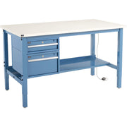 Production Workbench by Global Industrial – 30"L x 60"W, Steel, Blue/White, Model 319231BL