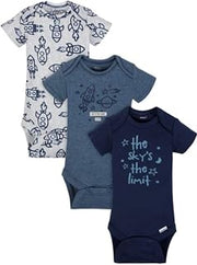 Gerber Organic Cotton Baby Boy Onesies Bodysuits 3-Pack, Size 12 Months Blue