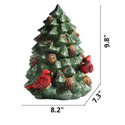 Forlong Ceramic Cookie Jar, Christmas Tree with Cardinal Bird, 8.2 x 7.3 x 9.8 Inches