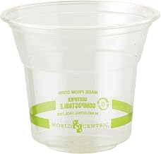 100% Compostable Cups by World Centric, Made from Ingeo PLA, for Cold Drinks, Clear, 5 oz (Pack of 2000)