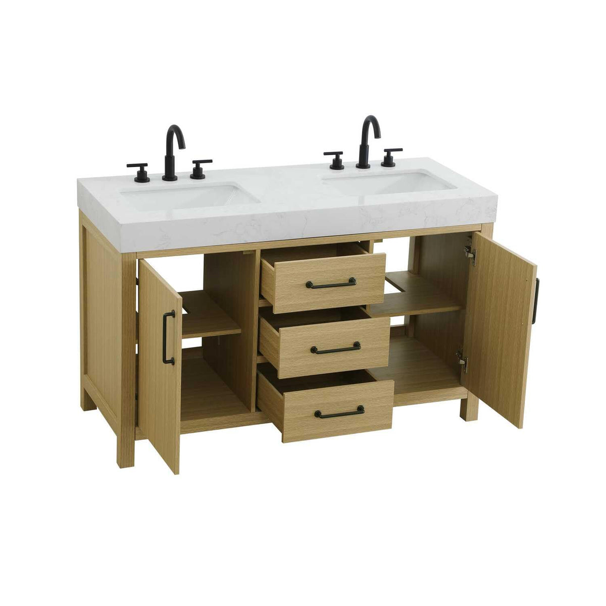 Elegant Kitchen and Bath 54" Double Bathroom Vanity in Honey Brown by Elegant Lighting – unspecified, Wood, Honey Brown, Model VF60654DMHB