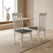 Solid Wood Dining Chair with Tall Mission-Style Back by Furnifact – Wood, White and Heather Gray, Pack of 2