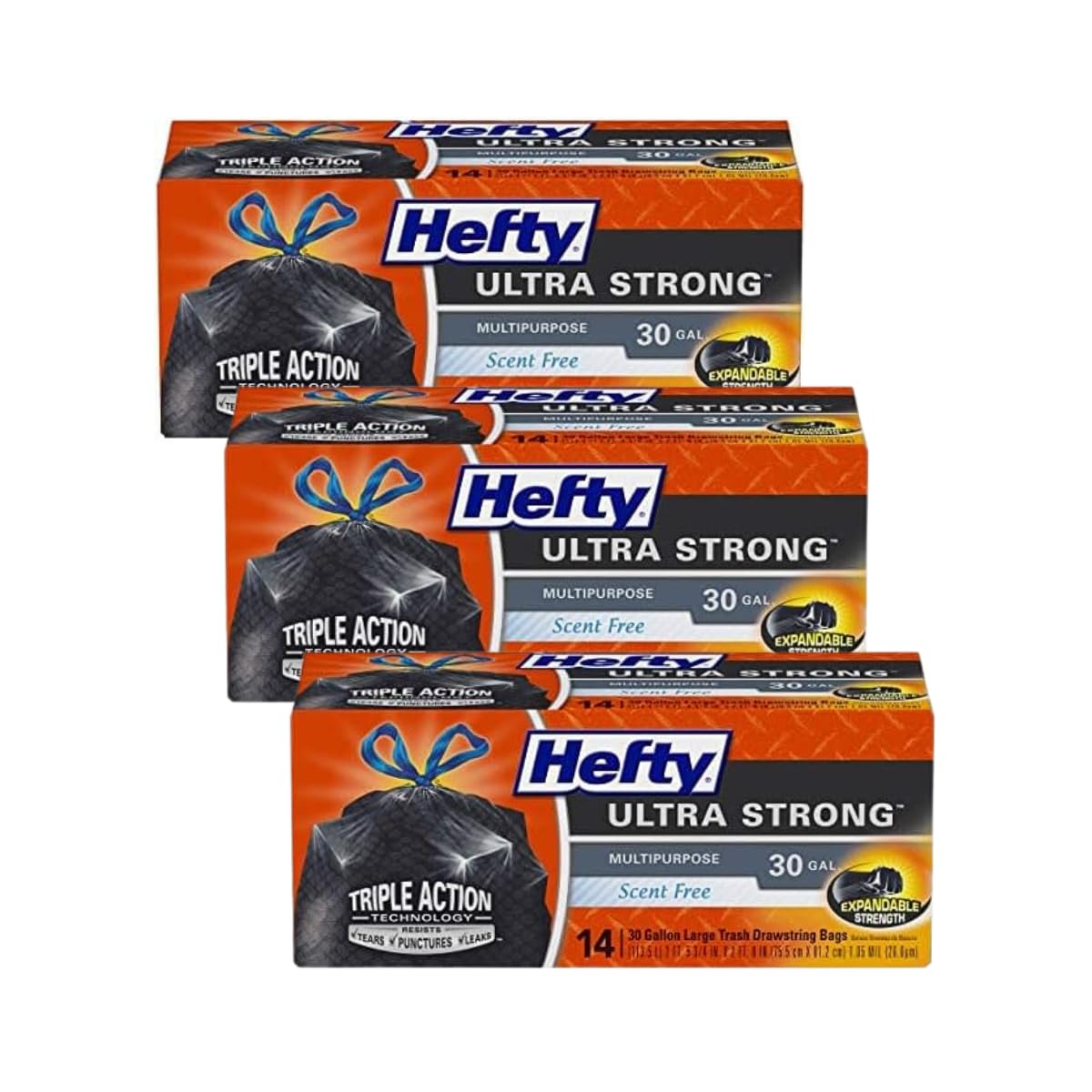 Hefty 14 Count (Pack of 3) / Black / 30.0 gallons Trash Bags & Liners