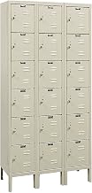 U3258-6G-A-PT Parchment Galvanite Steel Rust Resistant Locker, 3 Wide with 18 Opening, Six Tier, 36" Width x 78" Height x 15" Depth, Assembled