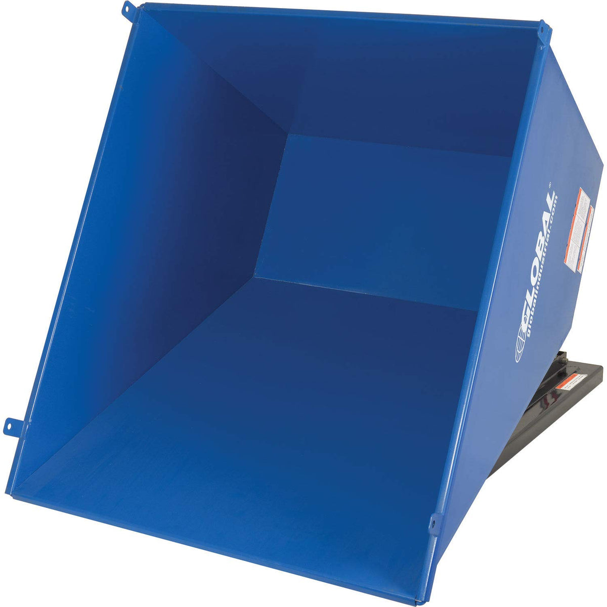 Steel Self-Dumping Forklift Hopper with Bump Release by Global Industrial – 61.62"L x 41.31"W x 42.69"H, 1.0 cubic_yards, Alloy Steel, Blue & Black, Model 989024