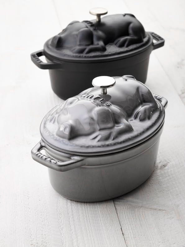 Piggy Cocotte by STAUB – 17cm, 1 liters, Cast Iron, Graphite Gray, Model 40500-176-0