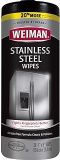 Stainless Steel Wipes - Removes Fingerprints by Weiman – 30 Count (Pack of 1), Black, Pack of 28, Model 04032018_3228-BBB-3.59