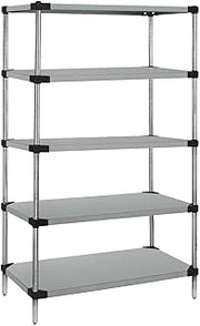 QUANTUM STORAGE SYSTEMS WRS5-54-2460SS Starter Kit Solid Shelves Stainless Steel 5 Shelves 54" H x 60" W x 24" D