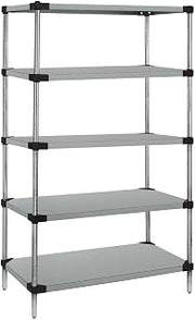 QUANTUM STORAGE SYSTEMS WRS5-54-2160SS Starter Kit Solid Shelves Stainless Steel 5 Shelves 54" H x 60" W x 21" D