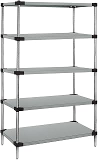 QUANTUM STORAGE SYSTEMS WRS5-54-2160SS Starter Kit Solid Shelves Stainless Steel 5 Shelves 54" H x 60" W x 21" D