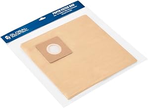 Paper Filter Bag for 16 Gallon Wet Dry Vacuum by Global Industrial – 16.0 gallons, Paper, Brown, Pack of 5, Model GLQ-K0552
