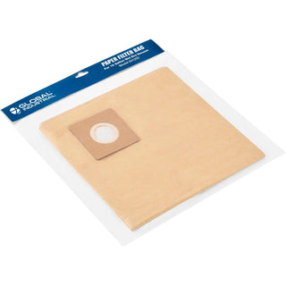 Paper Filter Bag for 16 Gallon Wet Dry Vacuum by Global Industrial – 16.0 gallons, Paper, Brown, Pack of 5, Model GLQ-K0552