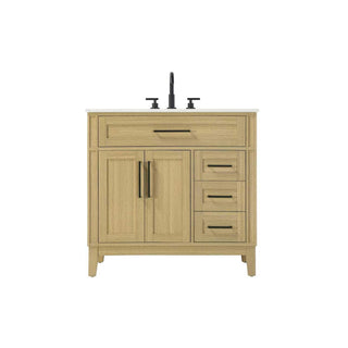 36" Single Bathroom Vanity in Honey Brown by Elegant Kitchen and Bath – unspecified, Aluminum, Brown, Model VF82536MHB