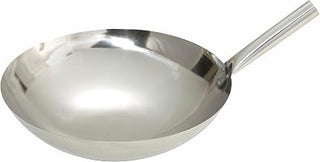 Winco 14" Nailed Joint Stainless Steel Wok | Great for Stir Fry, Sauteing, Frying and Restaurant Kitchens