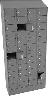 Tennsco CP12-091572-D-LGY Cell Phone Locker, 12 Doors High, 36" Width, 15" Length, 83" Height, 48 Opening, Light Grey