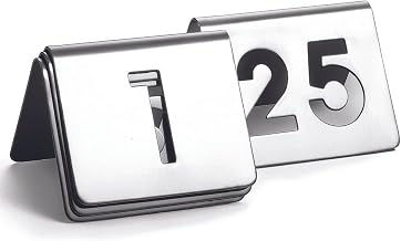Number Tent Set 2.5"x2.5"x1.875" - Durable Stainless Steel Table Labeling by Tablecraft – 2x2 inches, Stainless Steel, Silver, Model TC125