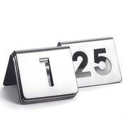 Number Tent Set 2.5"x2.5"x1.875" - Durable Stainless Steel Table Labeling by Tablecraft – 2x2 inches, Stainless Steel, Silver, Model TC125
